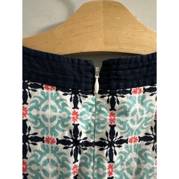 🔴Talbots Linen Teal Blue‎ Geometric Print Shift Dress Size 4P Petite - Picture 7 of 7